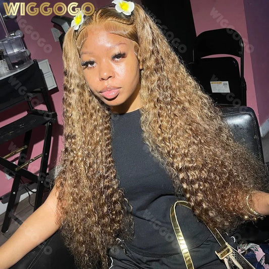 13X6 Highlight Curly Lace Front Human Hair Wig 13X4 Loose Deep Wave Frontal Wig Ombre Colored 30 Inch Hd Lace Wigs