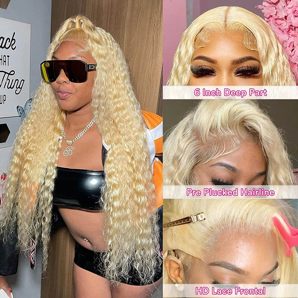 Blonde Lace Front Wig 613 Hd Lace Frontal Wig 13X6 Curly Lace Front Human Hair Wig 13X4 Deep Wave Frontal Wigs for Women