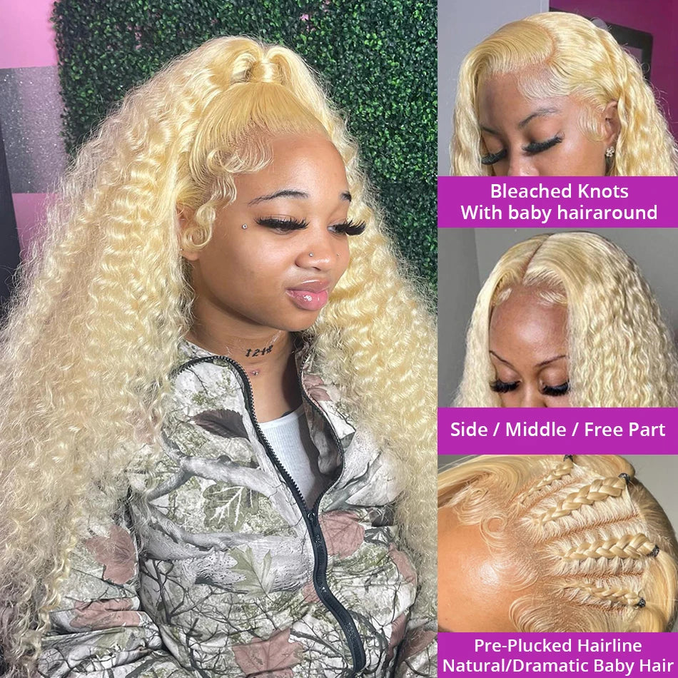 Blonde Lace Front Wig 613 Hd Lace Frontal Wig 13X6 Curly Lace Front Human Hair Wig 13X4 Deep Wave Frontal Wigs for Women