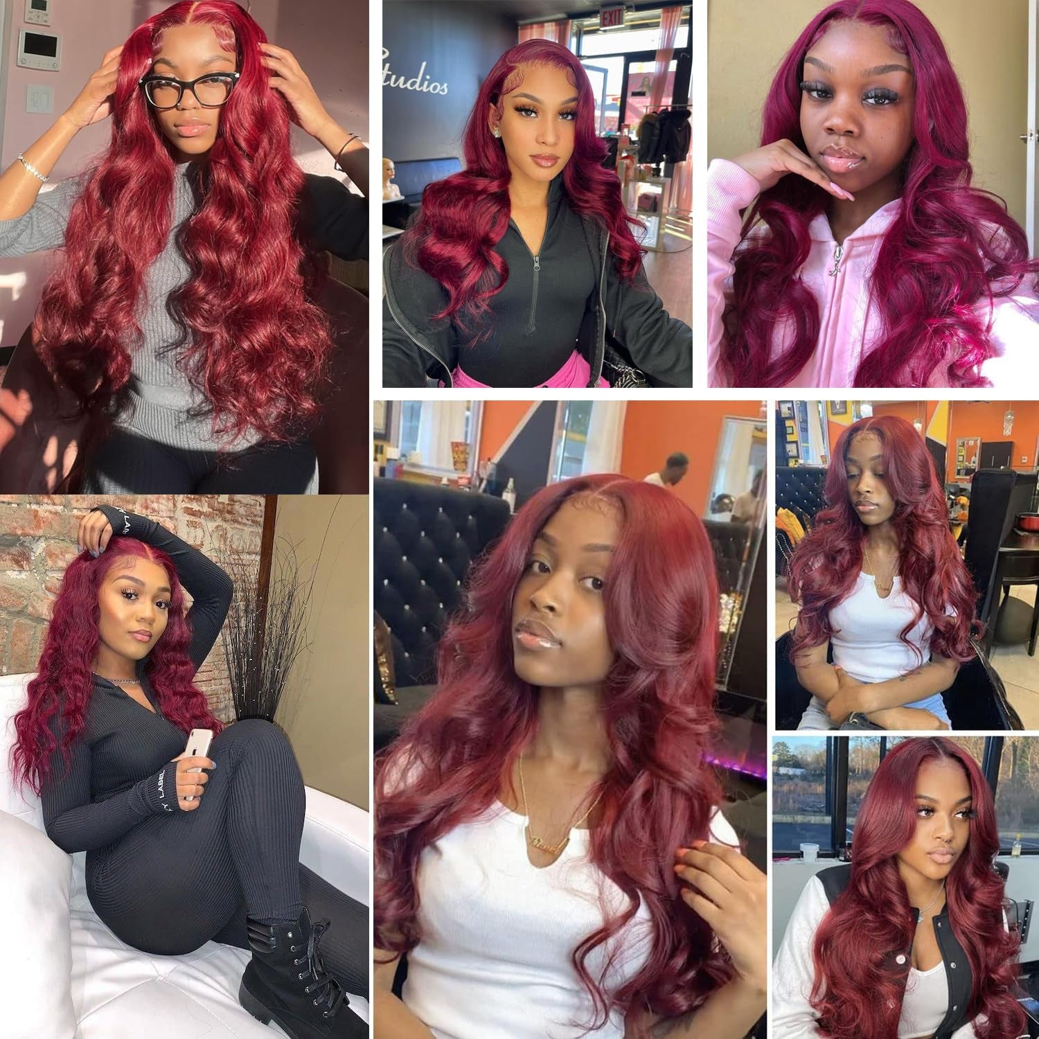 99J Burgundy Lace Front Wigs Human Hair Red Wigs 13X6 Brazilian Body Wave Wigs HD Transparent Human Hair Wigs Glueless Pre Plucked Bleached Knots with Baby Hair 180% Density